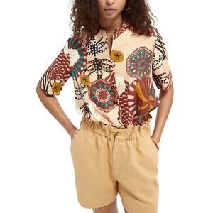 Scotch & Soda Sunray Viscose Printed Hawaiian Shirt Top Size Small